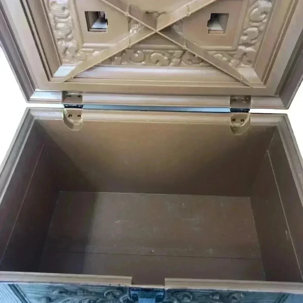 Vintage 1970s Max Klein Sewing Box – Faux Wood Plastic Storage Chest USA Made
